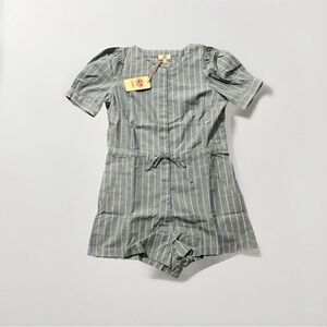 Entro Blue and White Striped Romper One Piece Short Sleeves NWT